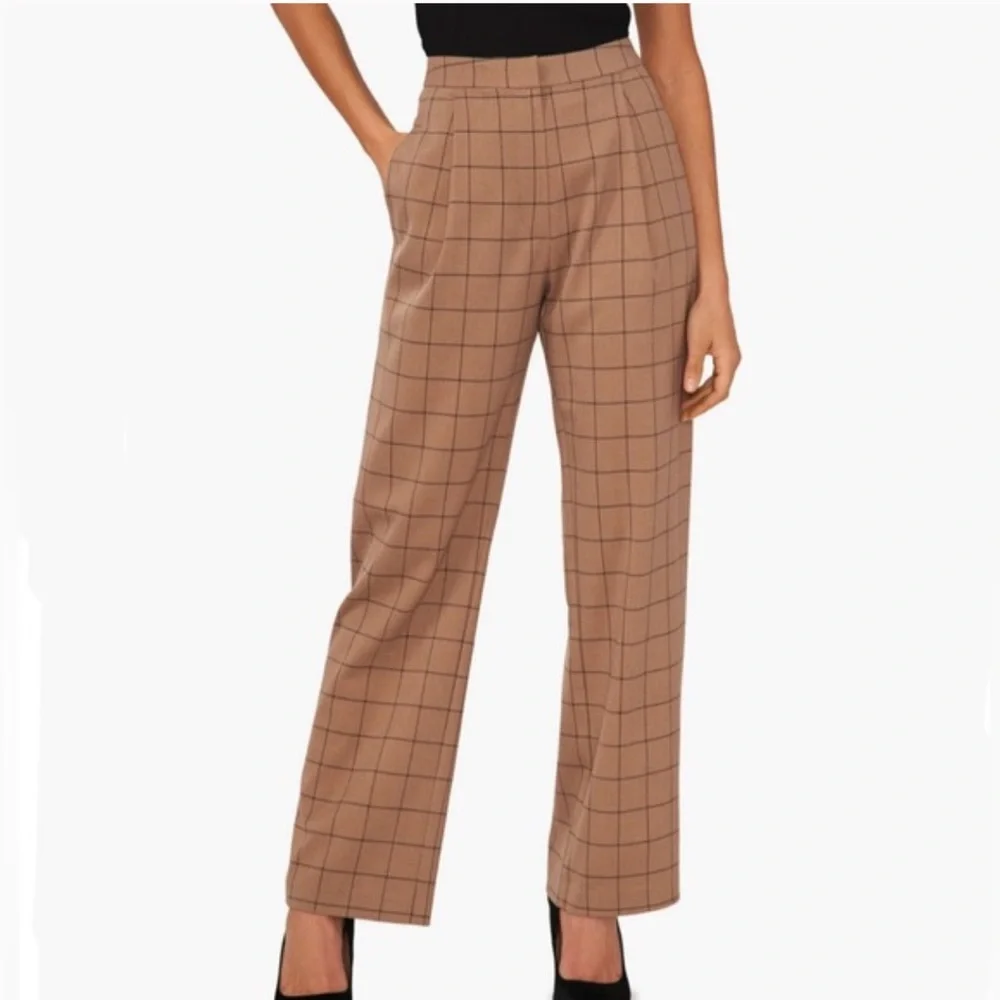 NWT Halogen Windowpane Wide Leg Trousers sz 14 W #O1